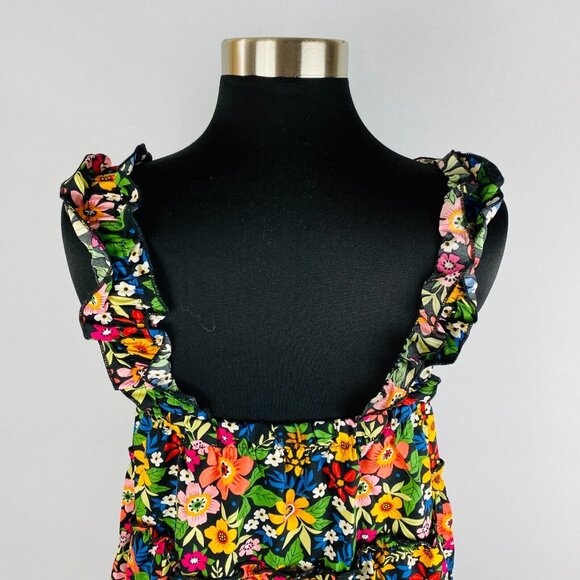 Shein Curve Colorful Variety Of Flowers Print Ruffle Strap Sleeves Tank Top 0XL - Picture 6 of 8